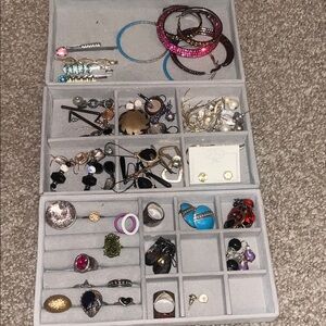 Assorted Jewelry Collection with Colorful Accents, Trays Included